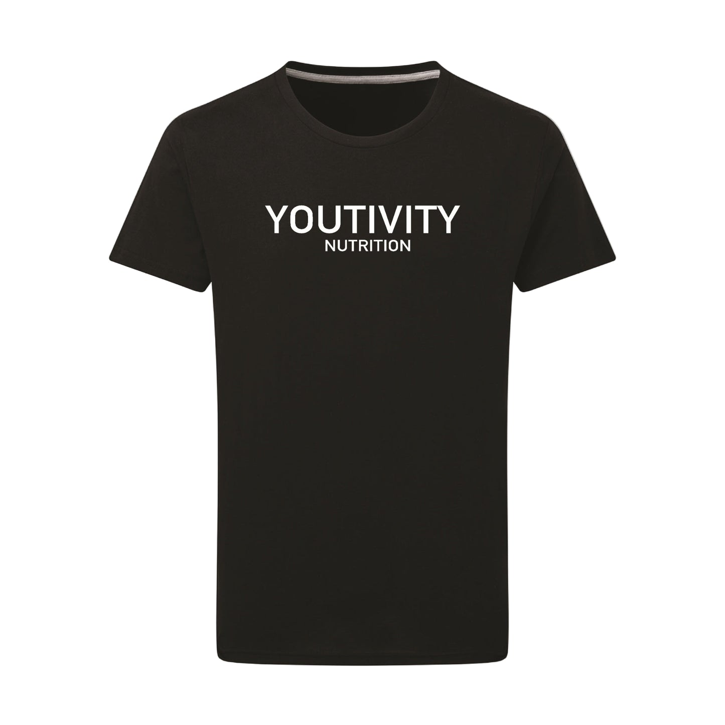 Youtivity Nutrition short-sleeve t-shirt with logo design, casual fit, lightweight fabric, in black color.
